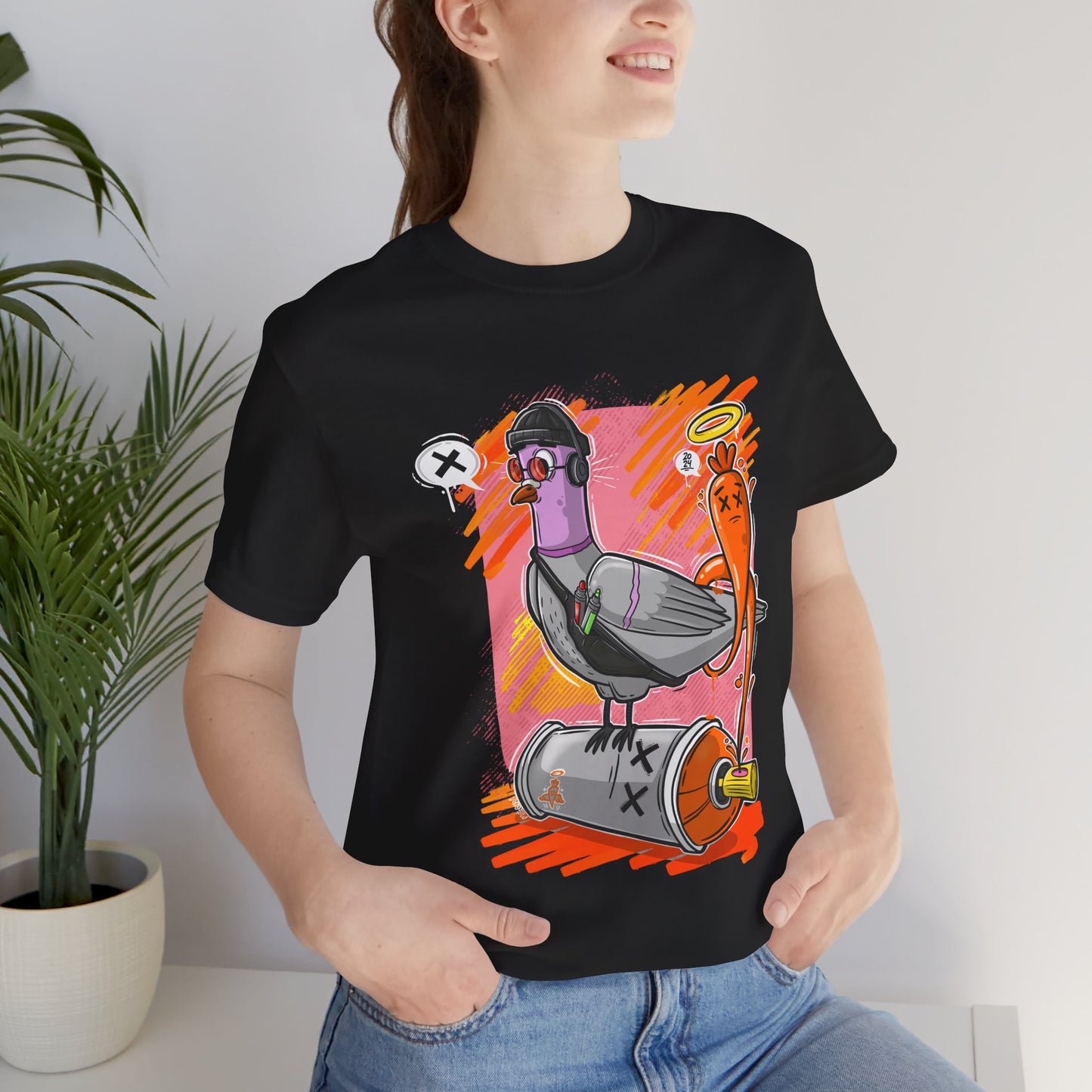 Street Artist Pigeon | Unisex Shirt | Streetwear | Cartoon Graphic Tee | Funny Gift