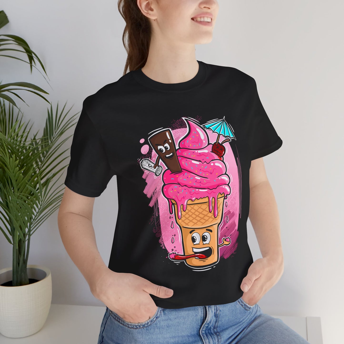Crazy Ice Cream Cone | Unisex Shirt | Streetwear | Cartoon Graphic Tee | Funny Gift