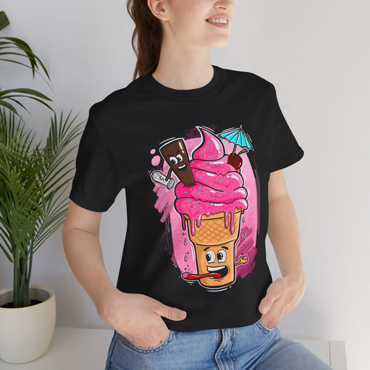 Crazy Ice Cream Cone | Unisex Shirt | Streetwear | Cartoon Graphic Tee | Funny Gift