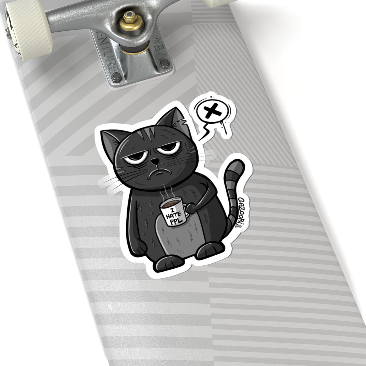 Grumpy Cat Sticker | Funny Vinyl Sticker | Cartoon Laptop Decal | Street Art Style Accessory