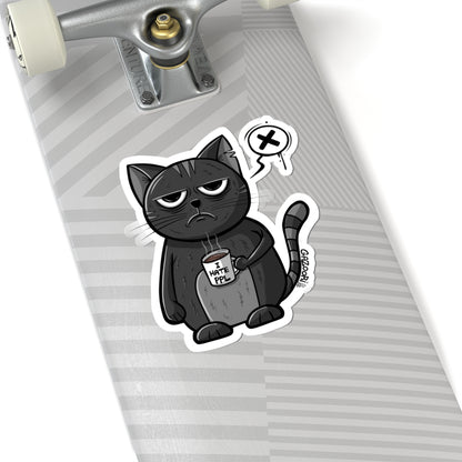 Grumpy Cat Sticker | Funny Vinyl Sticker | Cartoon Laptop Decal | Street Art Style Accessory