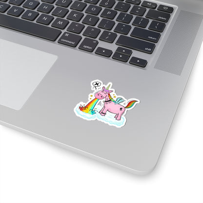 Rainbow Unicorn Sticker | Funny Vinyl Sticker | Cartoon Laptop Decal | Street Art Style Accessory