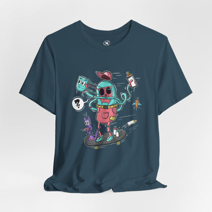 Mask Off Skater | Unisex Shirt | Streetwear | Cartoon Graphic Tee | Funny Gift