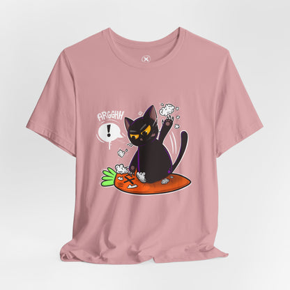 Angry Cat vs Carrot | Unisex Shirt | Streetwear | Cartoon Graphic Tee | Funny Gift