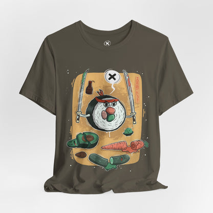 Angry Sushi unisex shirt | Funny Food Shirt | Samurai Cartoon Tee | Gift for Friends