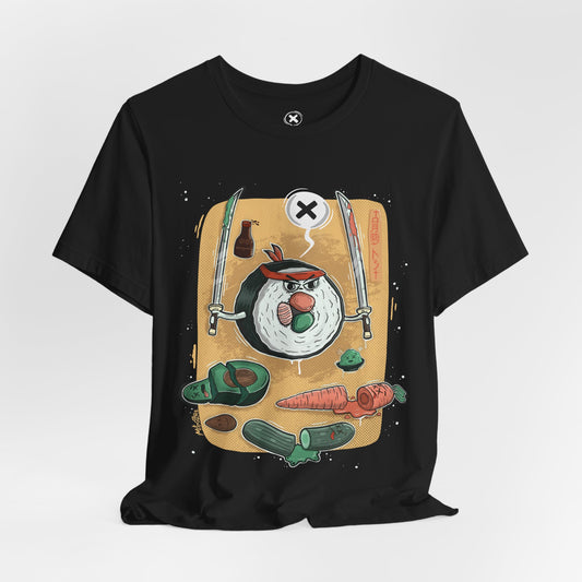 Angry Sushi unisex shirt | Funny Food Shirt | Samurai Cartoon Tee | Gift for Friends