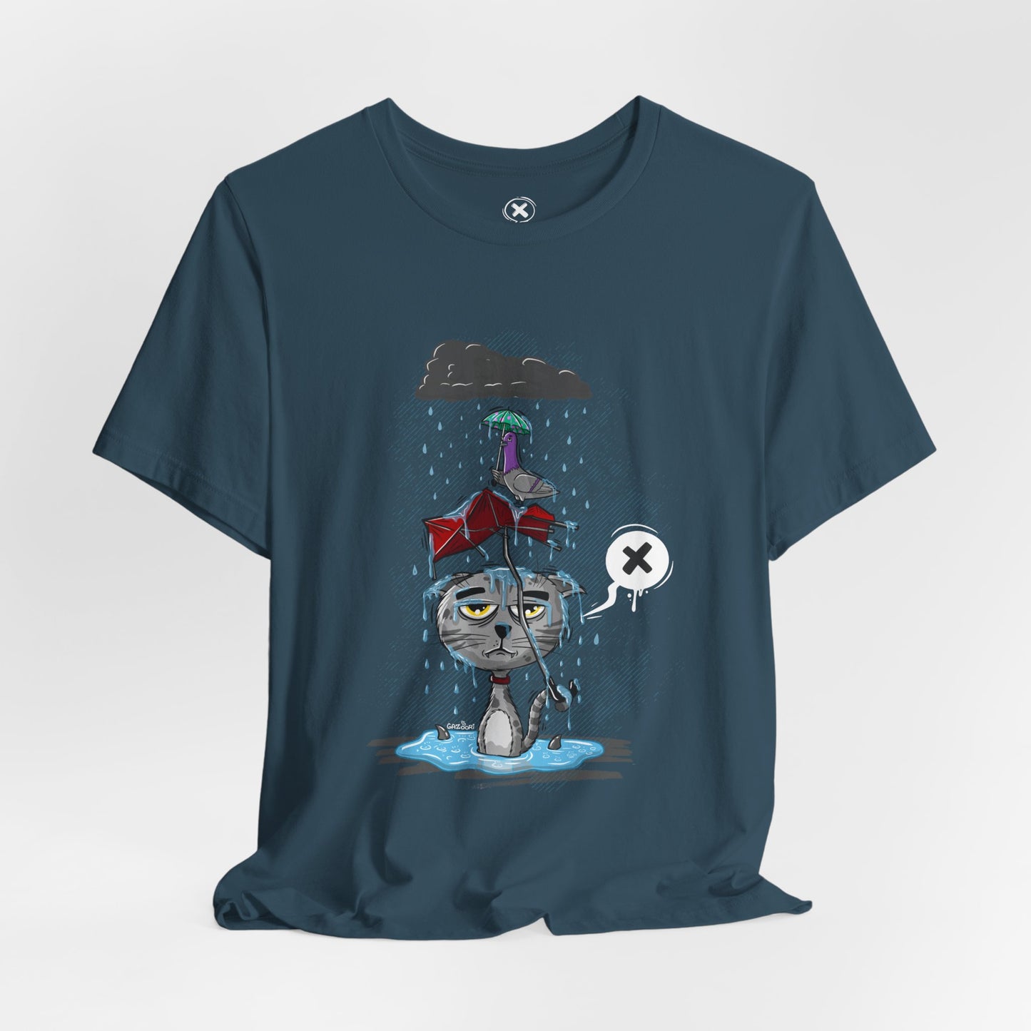 Grumpy Cat in the Rain | Unisex Shirt | Streetwear | Cartoon Graphic Tee | Funny Gift