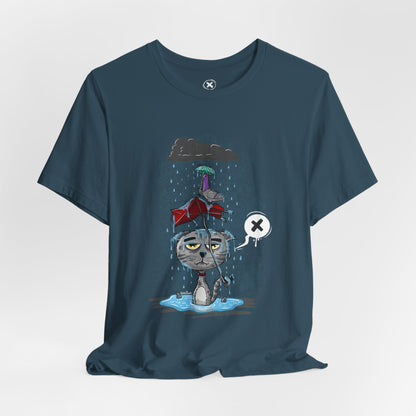 Grumpy Cat in the Rain | Unisex Shirt | Streetwear | Cartoon Graphic Tee | Funny Gift