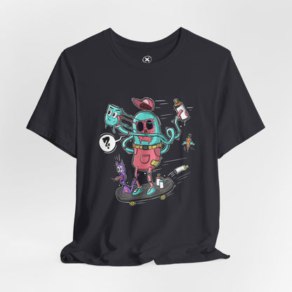 Mask Off Skater | Unisex Shirt | Streetwear | Cartoon Graphic Tee | Funny Gift