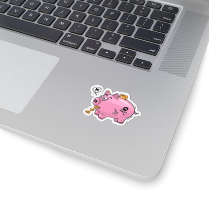 Piggy Bank Sticker | Funny Vinyl Sticker | Cartoon Laptop Decal | Street Art Style Accessory