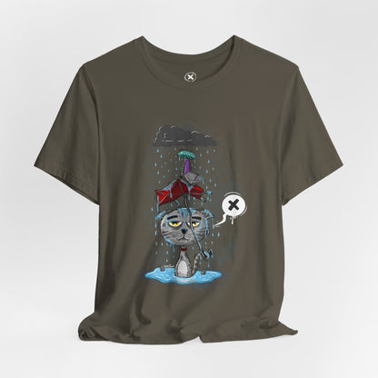 Grumpy Cat in the Rain | Unisex Shirt | Streetwear | Cartoon Graphic Tee | Funny Gift