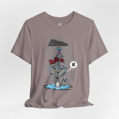 Grumpy Cat in the Rain | Unisex Shirt | Streetwear | Cartoon Graphic Tee | Funny Gift