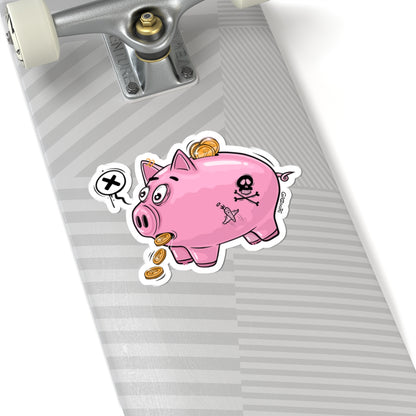 Piggy Bank Sticker | Funny Vinyl Sticker | Cartoon Laptop Decal | Street Art Style Accessory