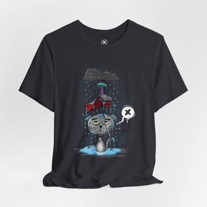 Grumpy Cat in the Rain | Unisex Shirt | Streetwear | Cartoon Graphic Tee | Funny Gift