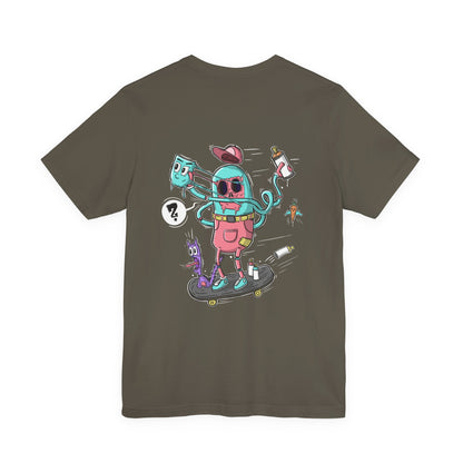 Skate or Drip | back print shirt | funny cartoon tee | unisex streetwear | weird graphic T-shirt