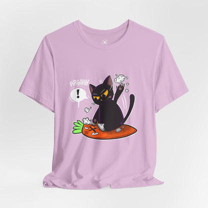 Angry Cat vs Carrot | Unisex Shirt | Streetwear | Cartoon Graphic Tee | Funny Gift