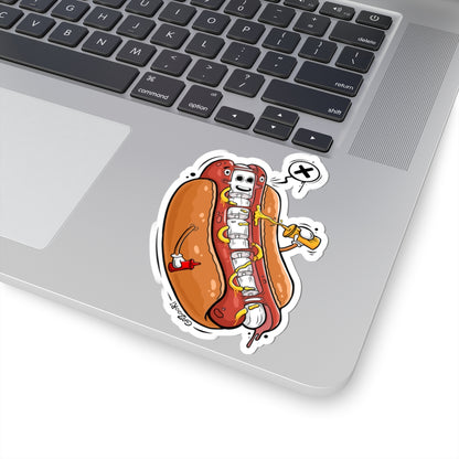 Hot Dog Skeleton Sticker | Funny Vinyl Sticker | Cartoon Laptop Decal | Street Art Style Accessory