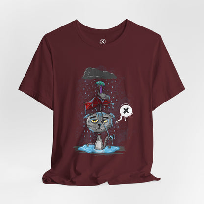 Grumpy Cat in the Rain | Unisex Shirt | Streetwear | Cartoon Graphic Tee | Funny Gift