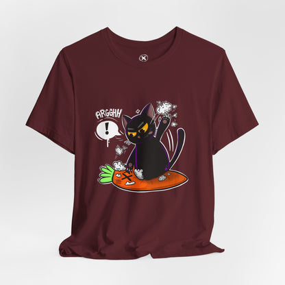 Angry Cat vs Carrot | Unisex Shirt | Streetwear | Cartoon Graphic Tee | Funny Gift