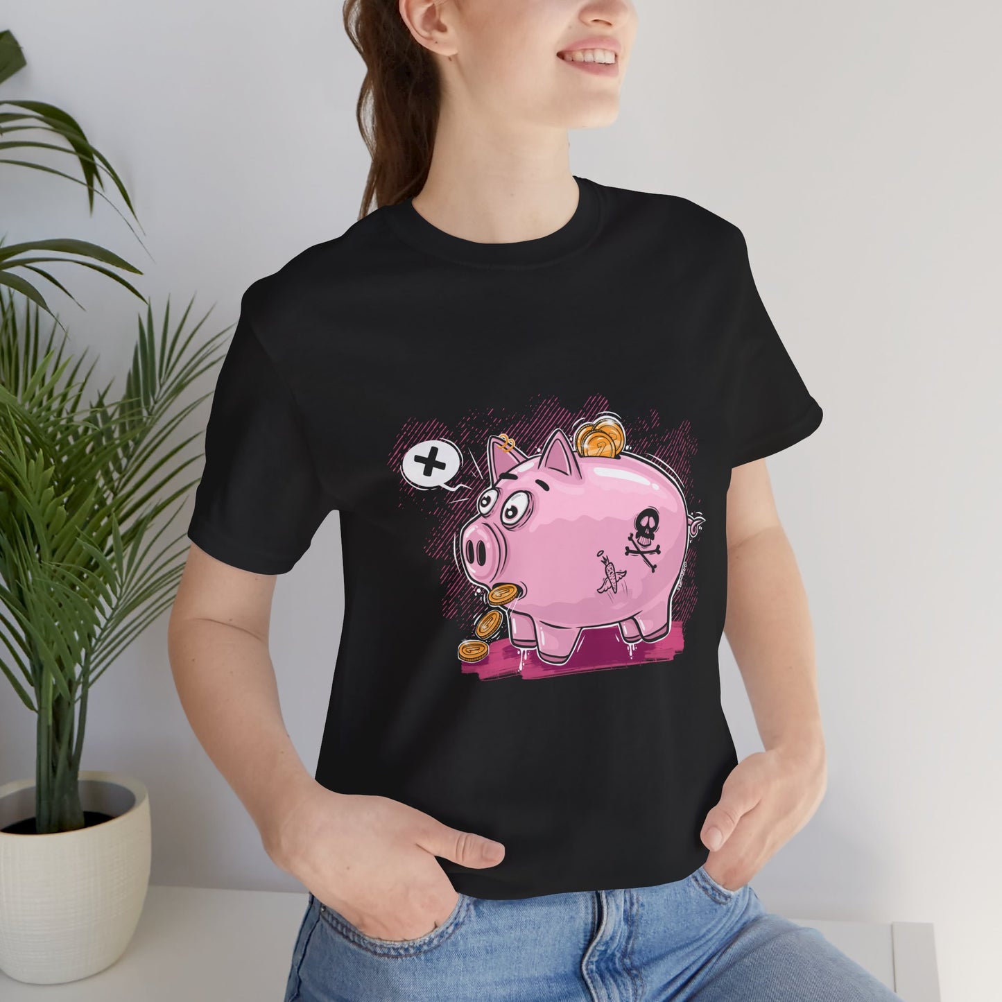Punk Piggy Bank | Unisex Shirt | Streetwear | Cartoon Graphic Tee | Funny Gift