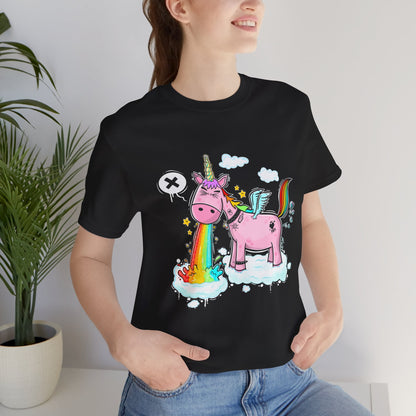 Puking Unicorn | Unisex Shirt | Streetwear | Cartoon Graphic Tee | Funny Gift