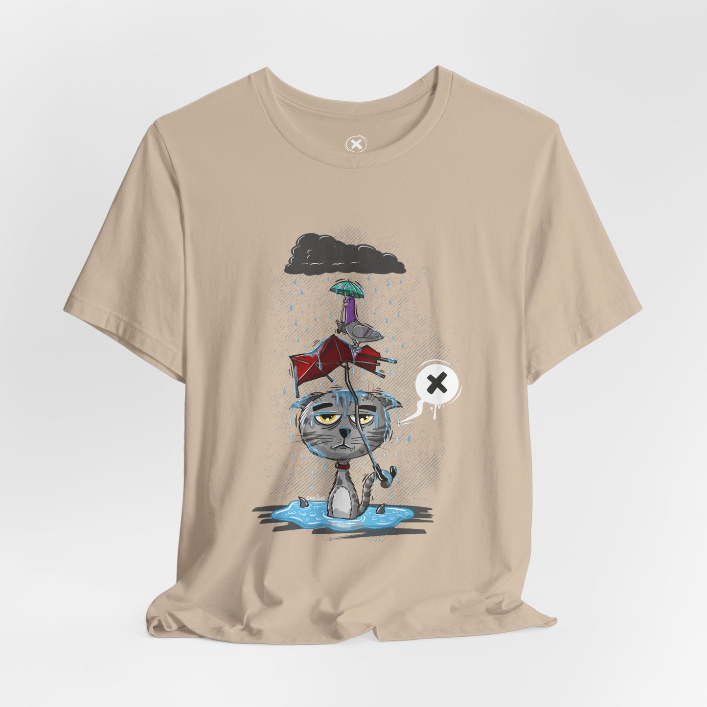Grumpy Cat in the Rain | Unisex Shirt | Streetwear | Cartoon Graphic Tee | Funny Gift