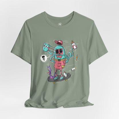 Mask Off Skater | Unisex Shirt | Streetwear | Cartoon Graphic Tee | Funny Gift