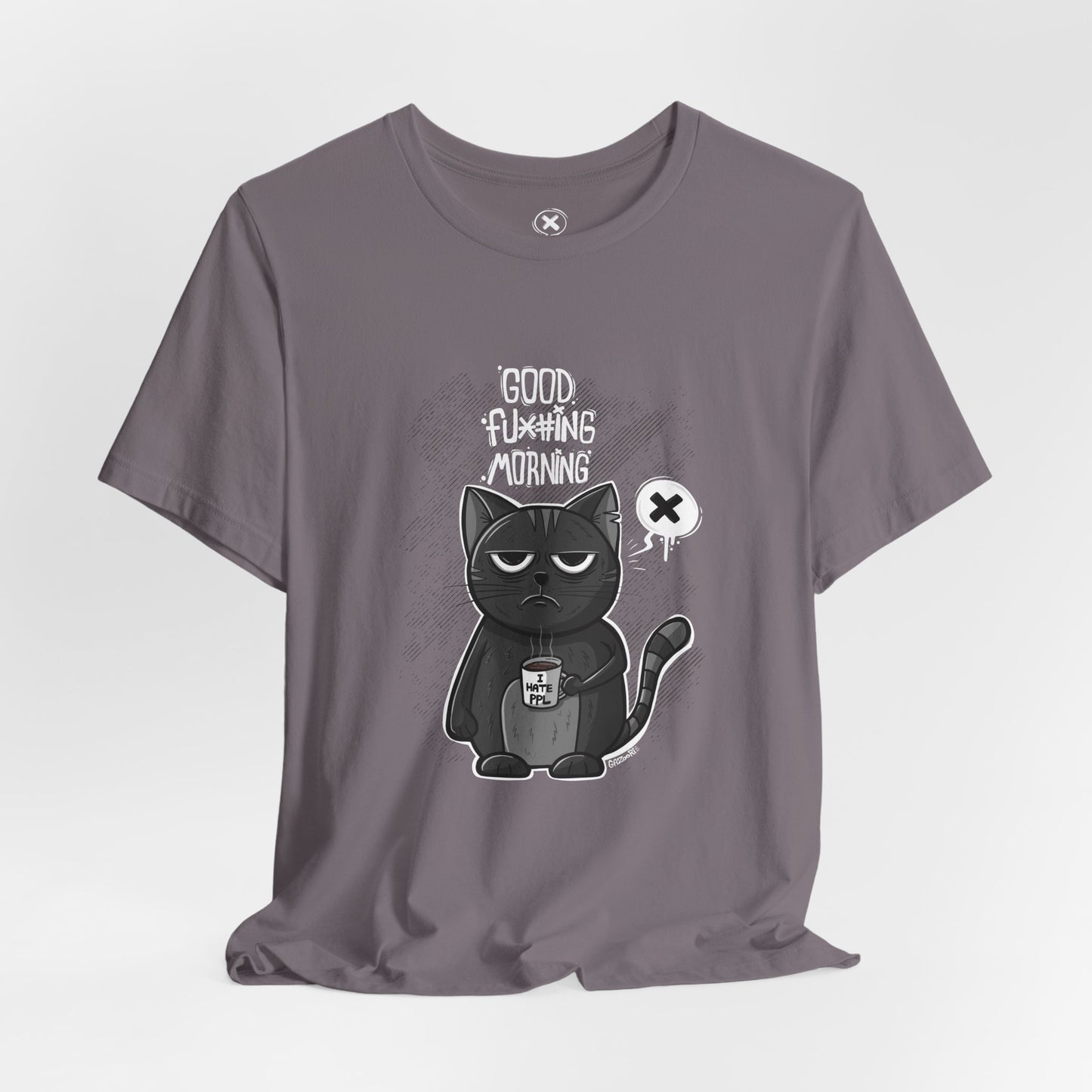 Grumpy Coffee Cat | Unisex Shirt | Streetwear | Cartoon Graphic Tee | Funny Gift