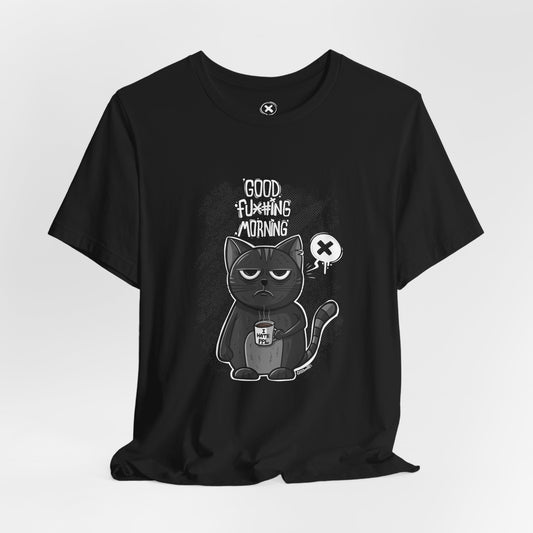 Grumpy Coffee Cat | Unisex Shirt | Streetwear | Cartoon Graphic Tee | Funny Gift