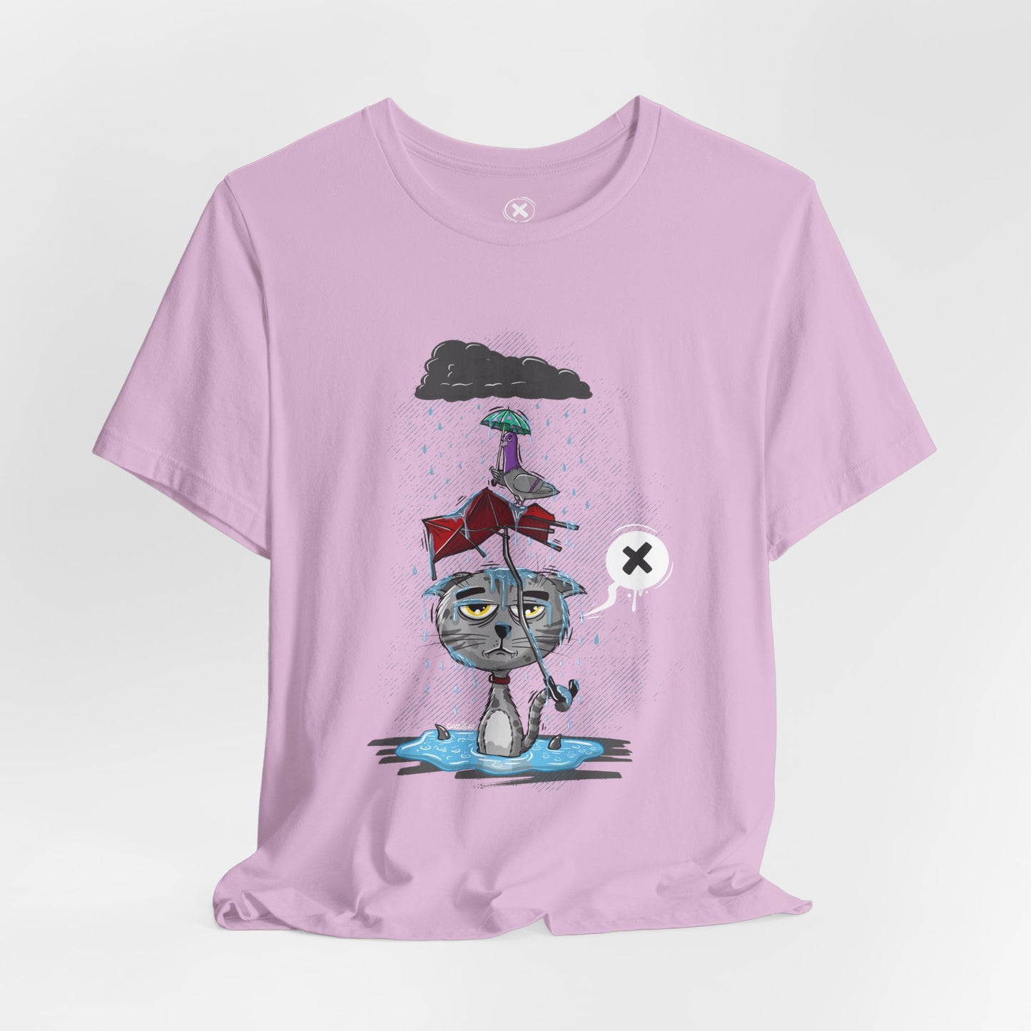 Grumpy Cat in the Rain | Unisex Shirt | Streetwear | Cartoon Graphic Tee | Funny Gift