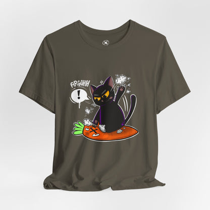 Angry Cat vs Carrot | Unisex Shirt | Streetwear | Cartoon Graphic Tee | Funny Gift