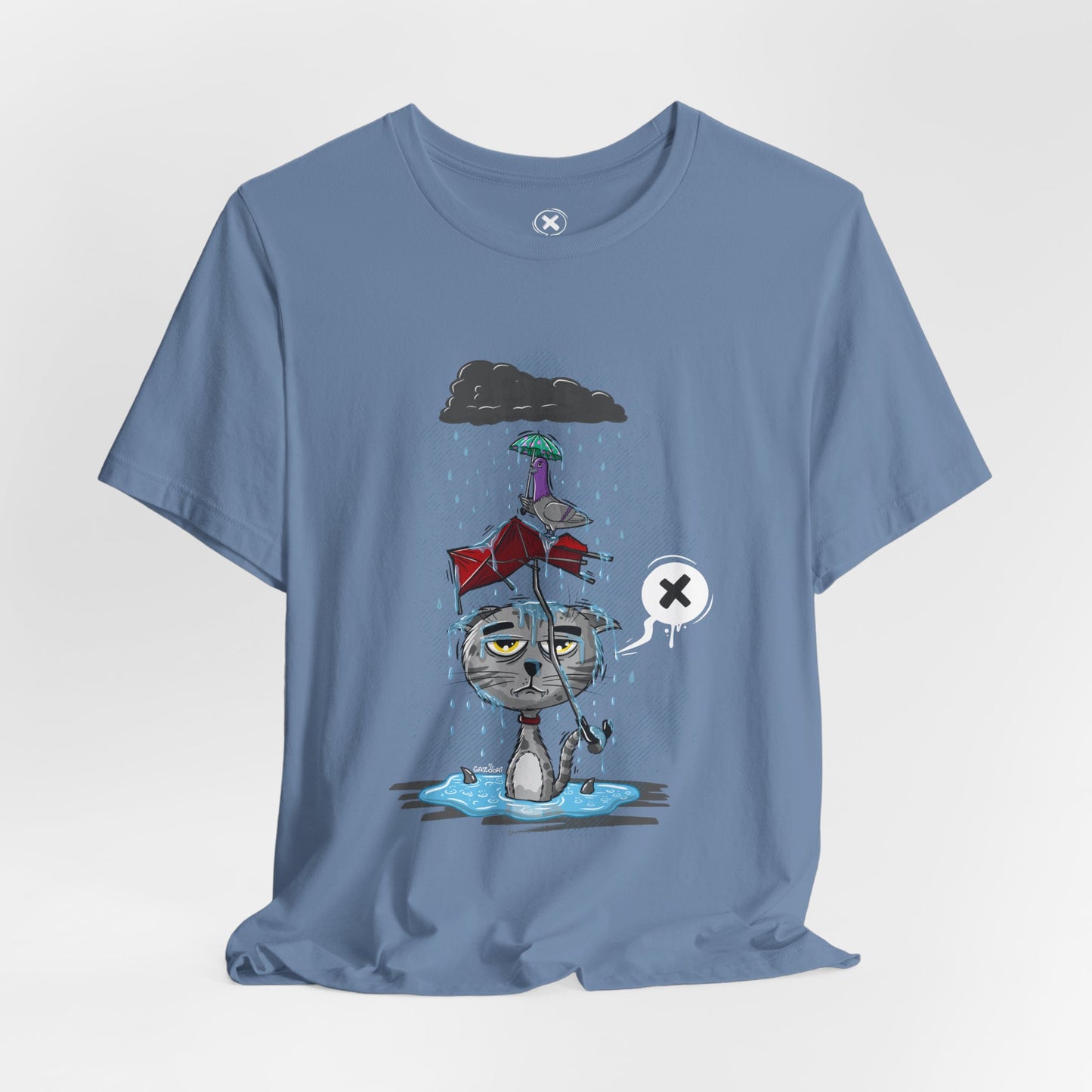 Grumpy Cat in the Rain | Unisex Shirt | Streetwear | Cartoon Graphic Tee | Funny Gift