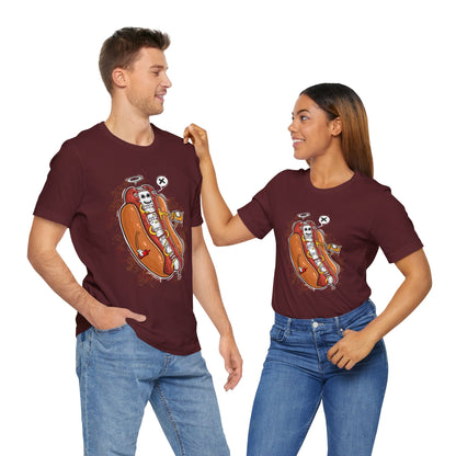 Funny Skeleton Hot Dog Unisex | Tee Hot Dog X-Ray | Funny Food Shirt | Cartoon Skeleton Tee | Gift for Friends
