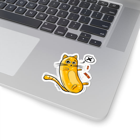Whimsical Cat Kiss-Cut Stickers, Funny Cat Decal, Laptop Stickers, Cute Pet Gifts, Animal Lover Decor, Playful Cat Art