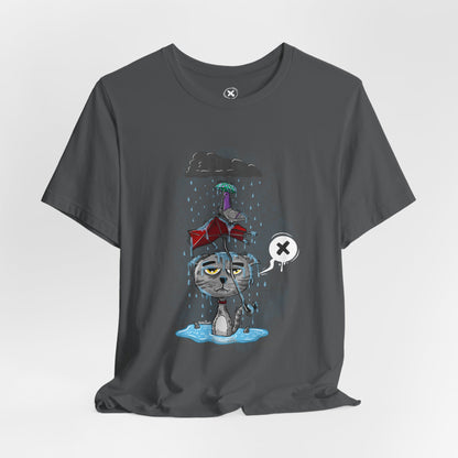 Grumpy Cat in the Rain | Unisex Shirt | Streetwear | Cartoon Graphic Tee | Funny Gift