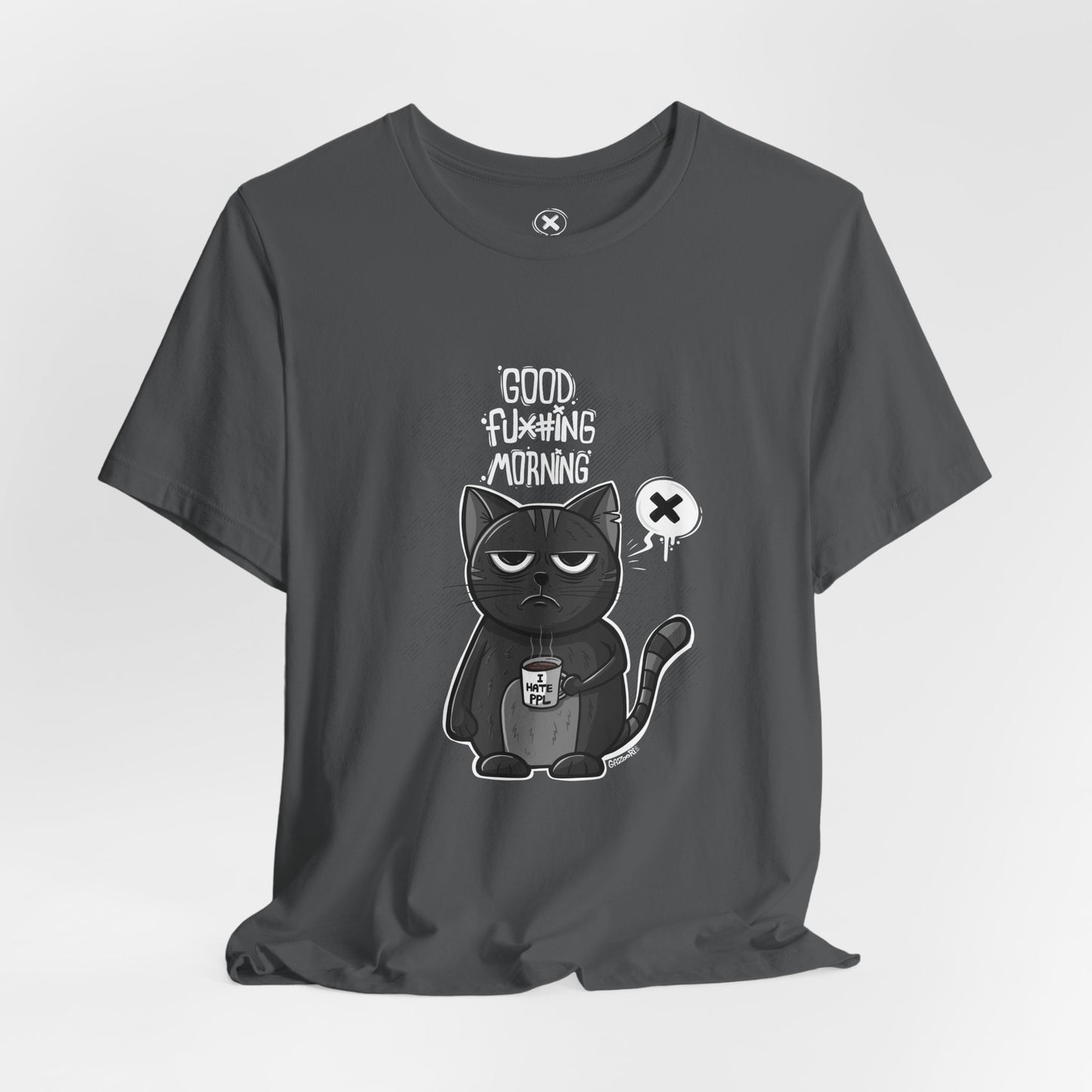 Grumpy Coffee Cat | Unisex Shirt | Streetwear | Cartoon Graphic Tee | Funny Gift