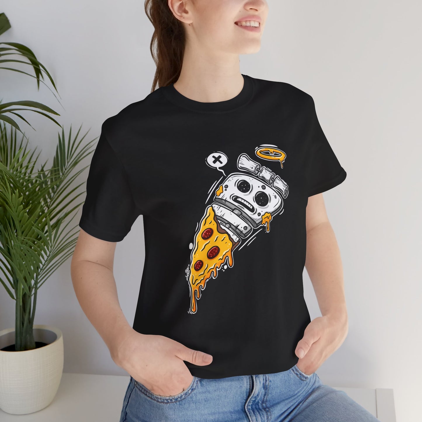 Skeleton Pizza | Unisex Shirt | Streetwear | Cartoon Graphic Tee | Funny Gift