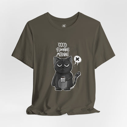 Grumpy Coffee Cat | Unisex Shirt | Streetwear | Cartoon Graphic Tee | Funny Gift