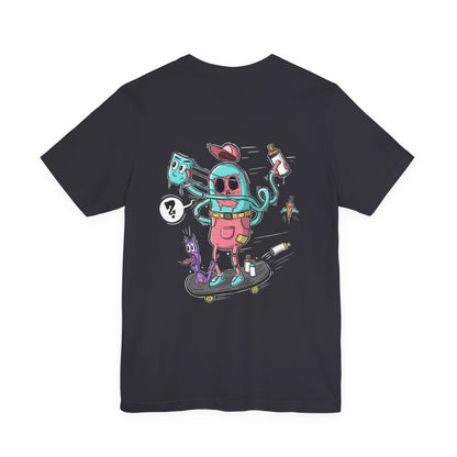 Skate or Drip | back print shirt | funny cartoon tee | unisex streetwear | weird graphic T-shirt