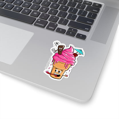Ice Cream Chaos Sticker | Funny Vinyl Sticker | Cartoon Laptop Decal | Street Art Style Accessory