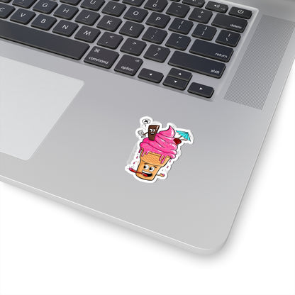 Ice Cream Chaos Sticker | Funny Vinyl Sticker | Cartoon Laptop Decal | Street Art Style Accessory
