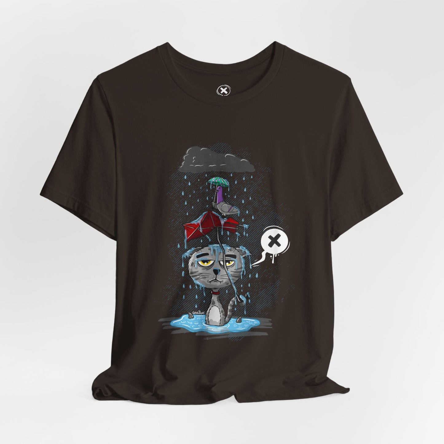 Grumpy Cat in the Rain | Unisex Shirt | Streetwear | Cartoon Graphic Tee | Funny Gift