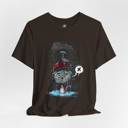 Grumpy Cat in the Rain | Unisex Shirt | Streetwear | Cartoon Graphic Tee | Funny Gift
