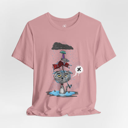Grumpy Cat in the Rain | Unisex Shirt | Streetwear | Cartoon Graphic Tee | Funny Gift