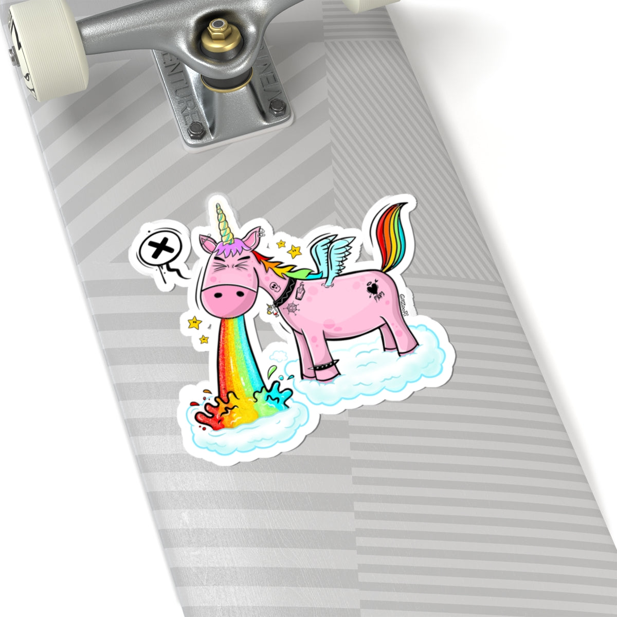 Rainbow Unicorn Sticker | Funny Vinyl Sticker | Cartoon Laptop Decal | Street Art Style Accessory