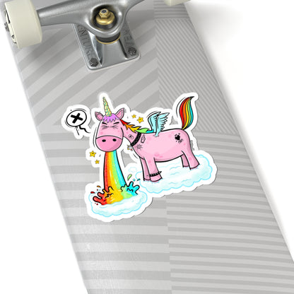 Rainbow Unicorn Sticker | Funny Vinyl Sticker | Cartoon Laptop Decal | Street Art Style Accessory